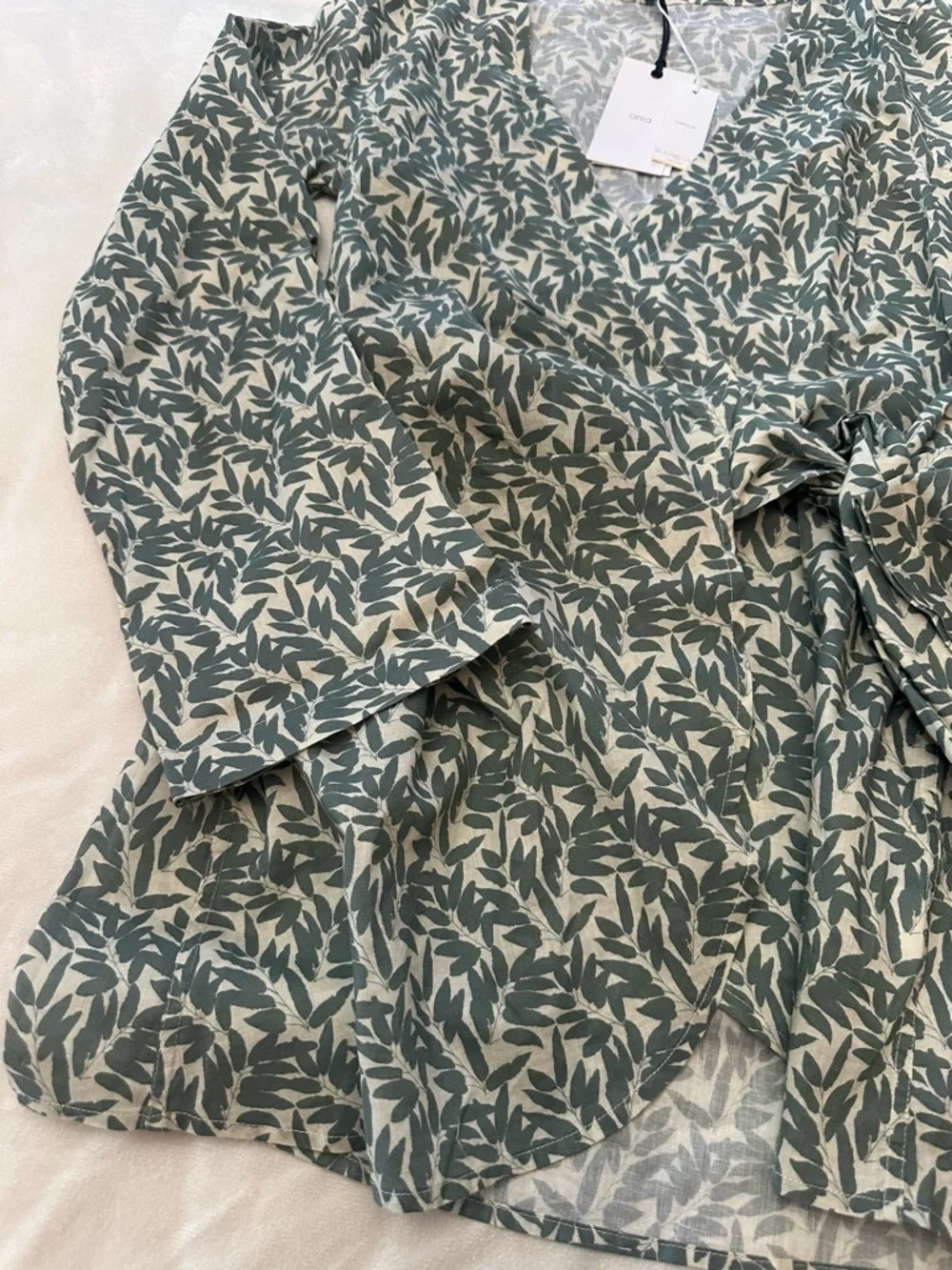 New! Onia Sage Green Air Linen Wrap Mini Dress Size XS NWT 38411